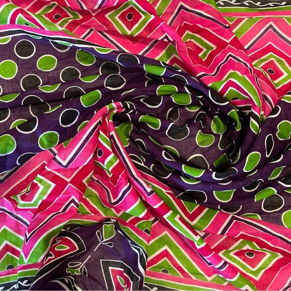 Tribal Print Multicolor Polkadot Chevron Light Weight Sheer Cotton Fabric